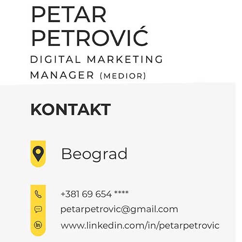 Lični podaci u CV-u